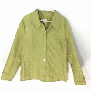 J. Jill Womens Green Silk Embroidered Jacket